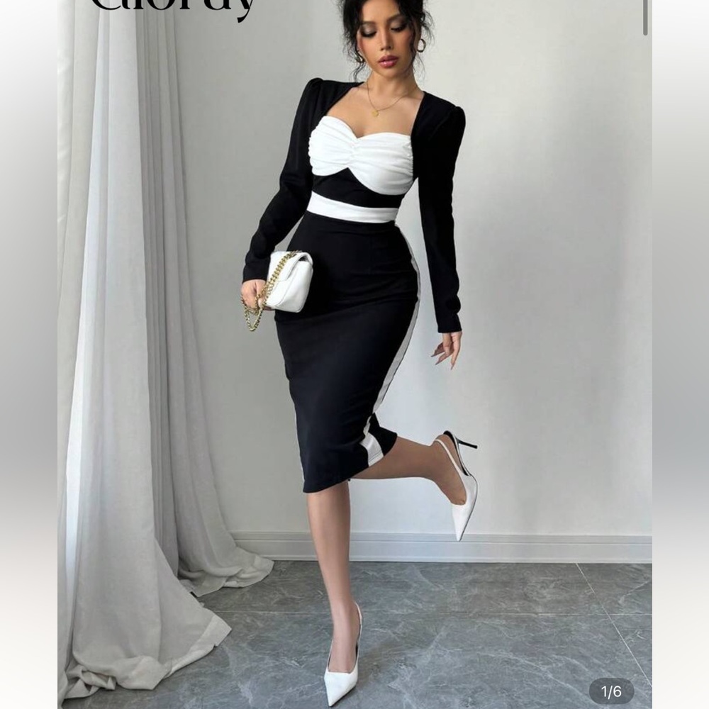Elegant Black and White Dress